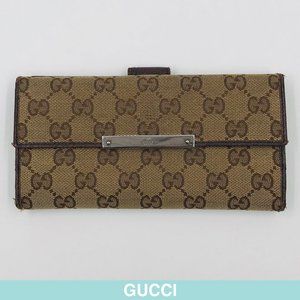 Gucci GG canvas beige leather wallet